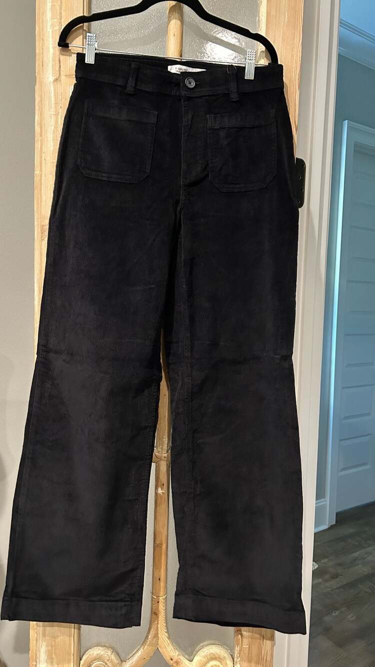 B.Young Bydasik Pocket Pants Size 38EU 6-8 US small Black Corduroy Wide Leg